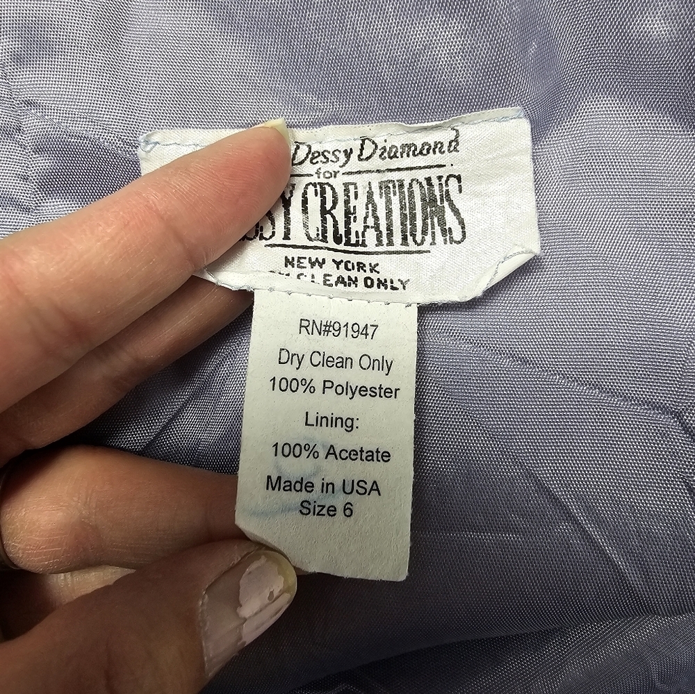 Vivian dessy diamond dessy creations Vintage 90s Crop Top Light Blue Women's 6 - Picture 2 of 8